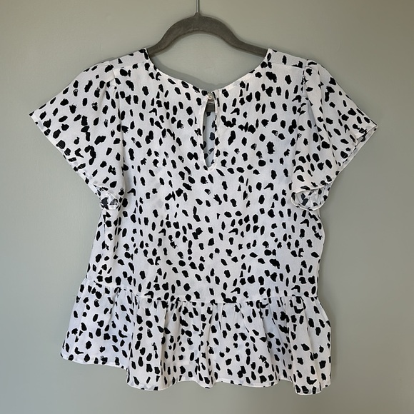 Animal Print Peplum Blouse Size S - Picture 3 of 8